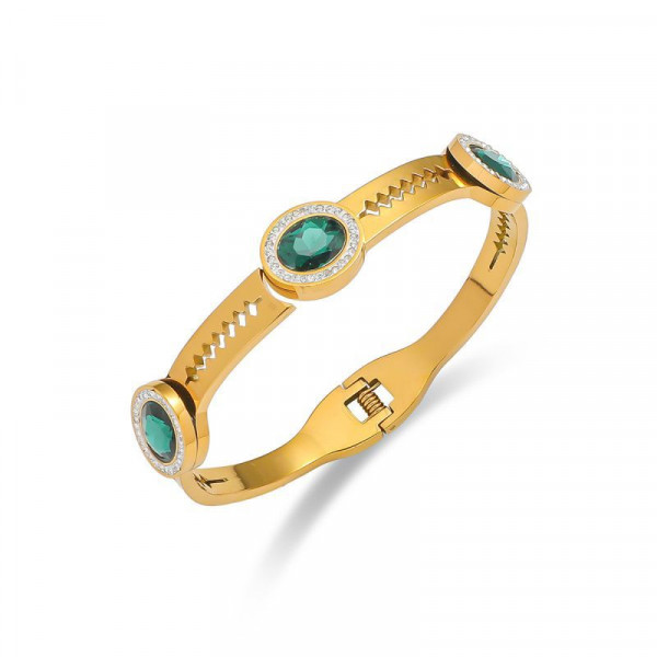 Браслет жесткий с цветными камнями в винтажном стиле CJN68860