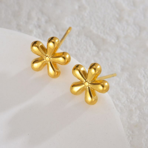 Серьги-пусеты Цветы-шарики золотистые CJL35154