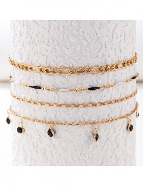 Браслет на ногу многослойный с подвесками Z15844