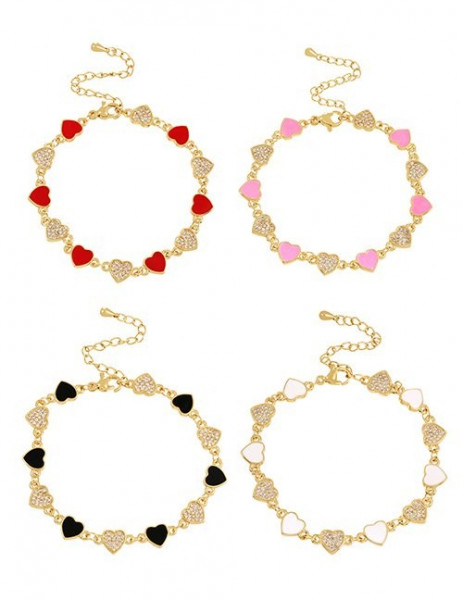 Браслет с подвесками-сердцами и кристаллами Z05304