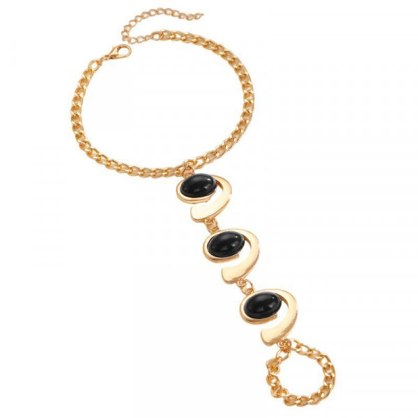 Браслет слейв трио черных опалов в золоте CJS96909