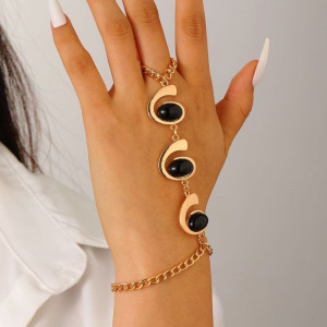 Браслет слейв трио черных опалов в золоте CJS96909