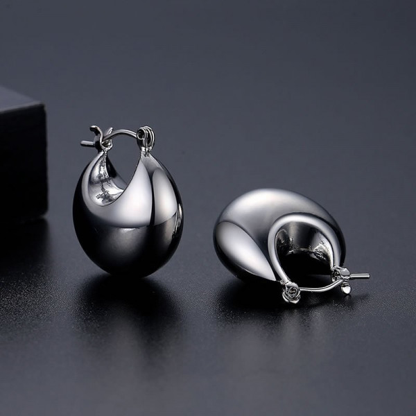 Объемные серьги-кольца «Стальные капли» N66528