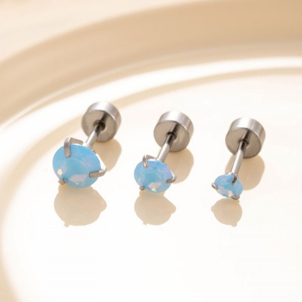 Одиночная серьга-пусет для пирсинга (голубой опал) CJH16213