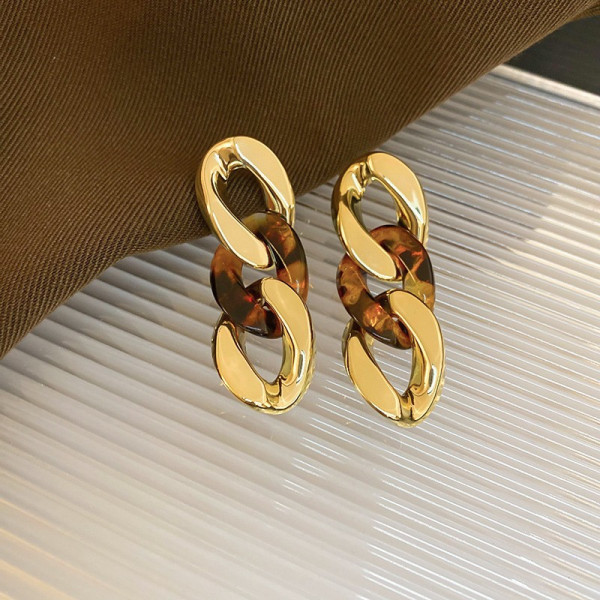 Массивные серьги-цепи в золотистом цвете CJR74343