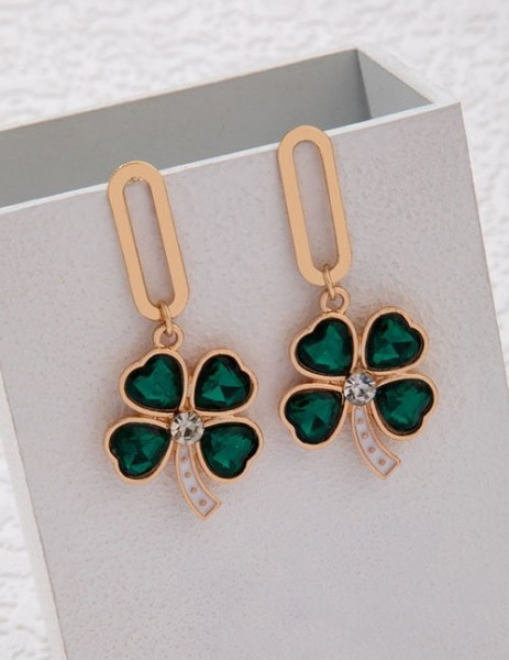 Геометричные серьги-пусеты с клевером Z13220