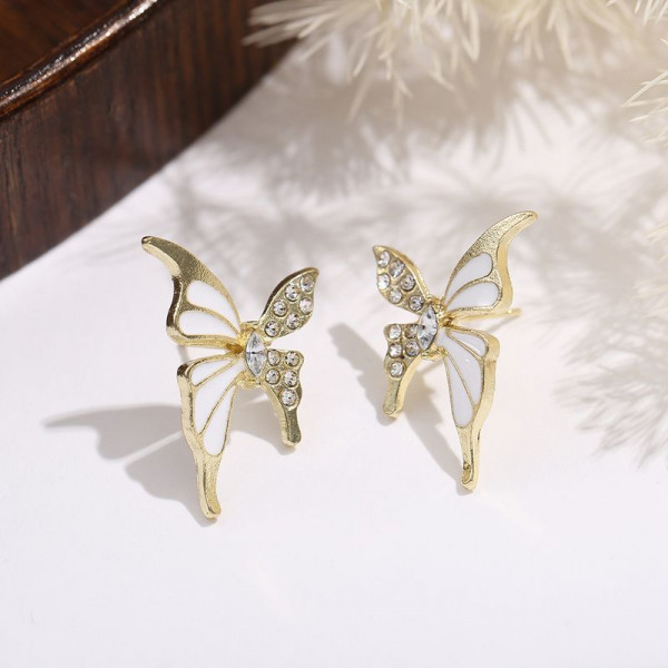 Серьги серебряный гвоздик со стразами бабочки J11558CJJ