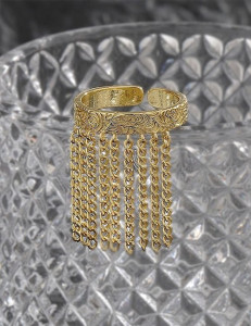 Кольцо с длинной бахромой из тонких цепочек Z65767