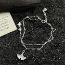 Серебристый многослойный браслет с подвеской-листком M87537