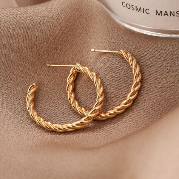 Серьги-кольца с витым плетением CJH45447