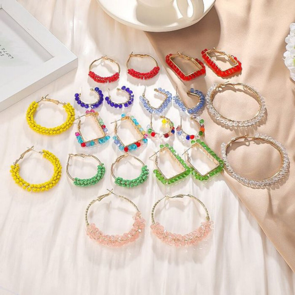 Серьги-кольца с гранеными кристаллами CJH51011