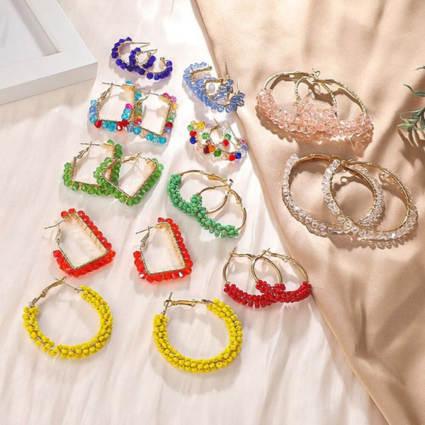 Серьги-кольца с гранеными кристаллами CJH51011