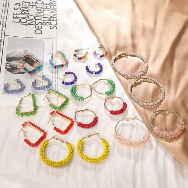 Серьги-кольца с гранеными кристаллами CJH51011