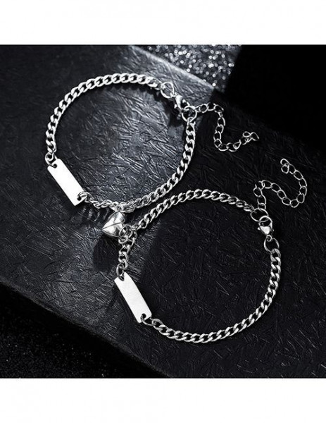 Парные браслеты городская эстетика с пластиной для гравировки M09736