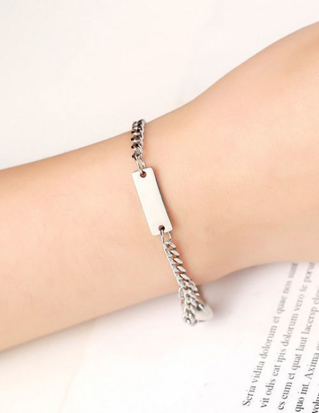 Парные браслеты городская эстетика с пластиной для гравировки M09736