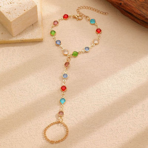 Браслет слейв радужное созвездие с разноцветными камнями CJT72201