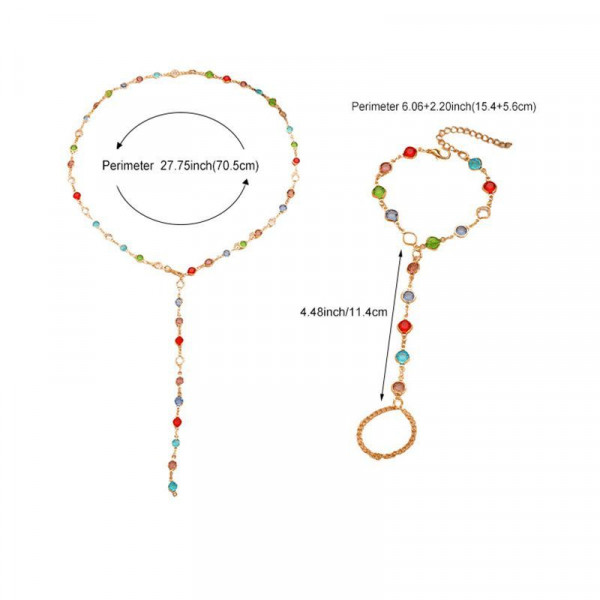 Браслет слейв радужное созвездие с разноцветными камнями CJT72201