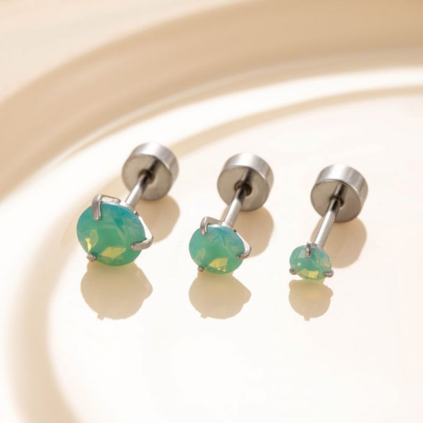 Одиночная серьга-пусет для пирсинга (зеленый опал) CJH16216