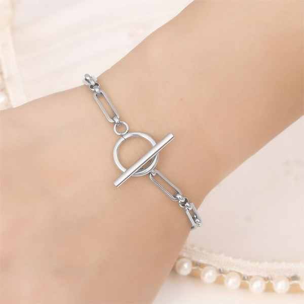 Браслет из цилиндрических звеньев с замком тогл 1J12463CJJ