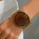 Браслет жесткий шарнирный с крупным круглым камнем CJT17335