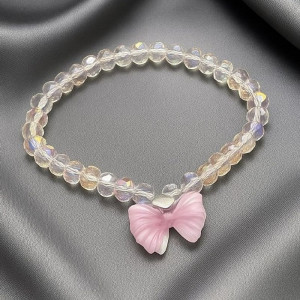 Браслет сияющие кристаллы с розовым бантом J10767CJJ