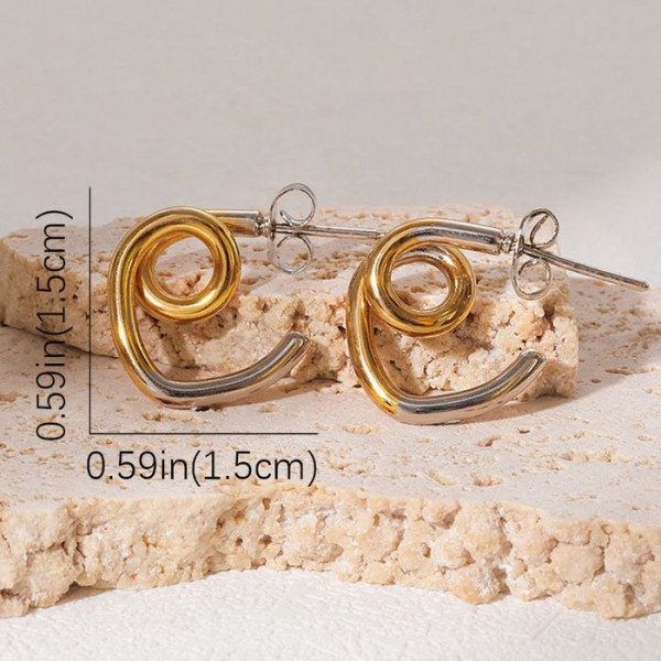 Серьги Висячие Спирали биколор CJM68538