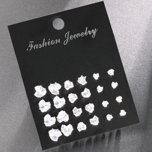 Набор сияющих пусет в форме сердец разного размера CJH65355