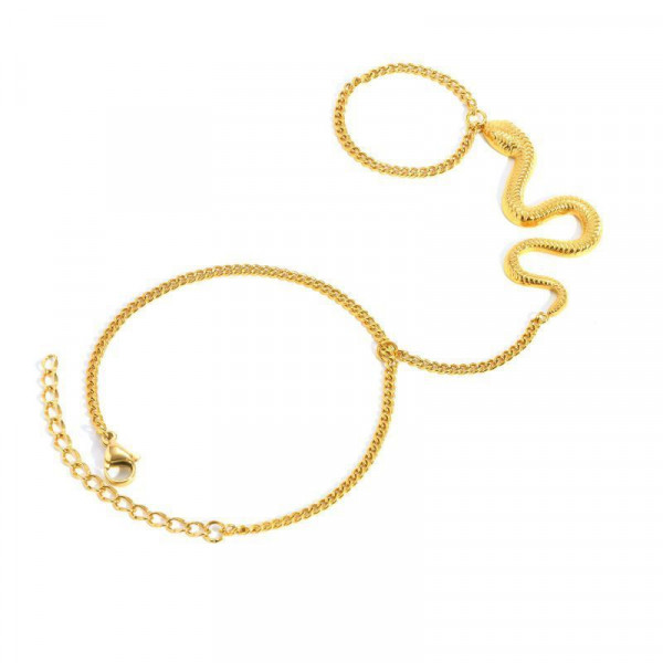 Браслет слейв золотая змея в изящном изгибе CJM22737