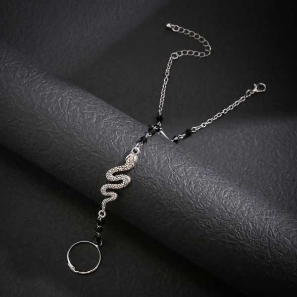 Браслет слейв ночное сияние с черными кристаллами CJN54970