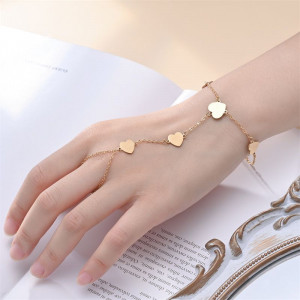 Браслет слейв нежные сердца в золотом исполнении CJT79686