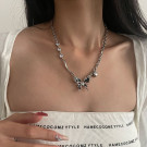 Серебристая цепочка с подвесками в виде бабочек и сфер CJH56226