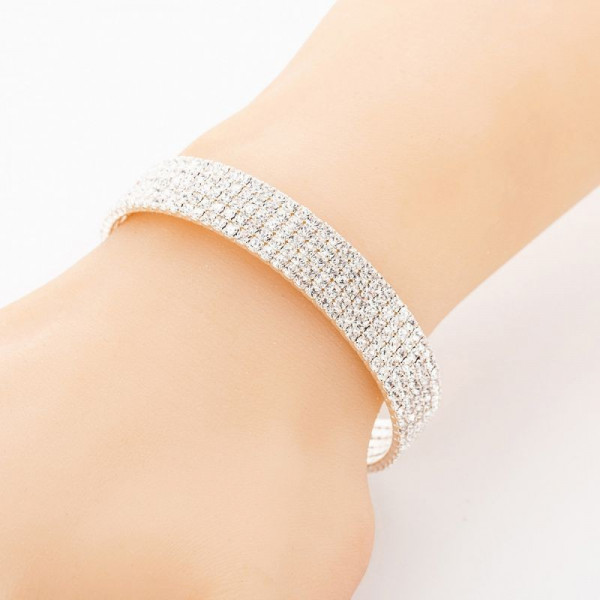 Браслет жесткий сетчатый с розовым мерцанием CJG24556