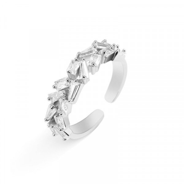 Кольцо с хаотичной россыпью кристаллов багетной огранки CJG25962