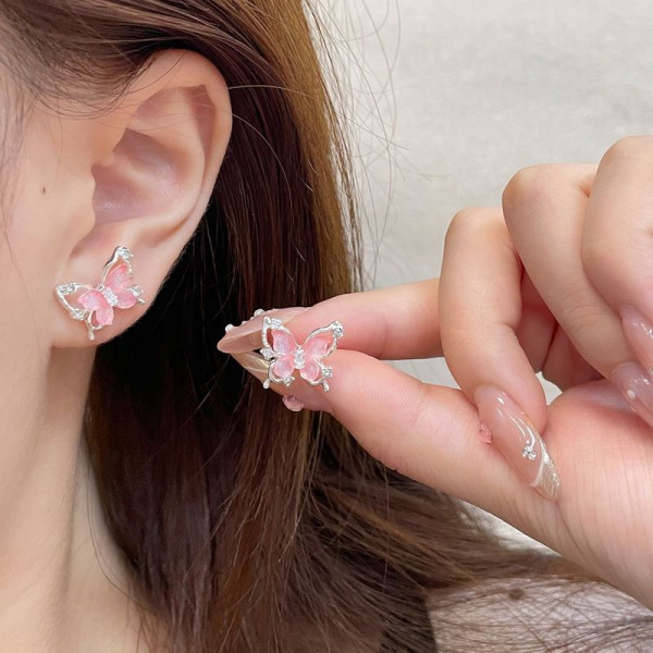 Серьги-пусеты Бабочки из ювелирного сплава на серебряном штифте 1J11560CJJ