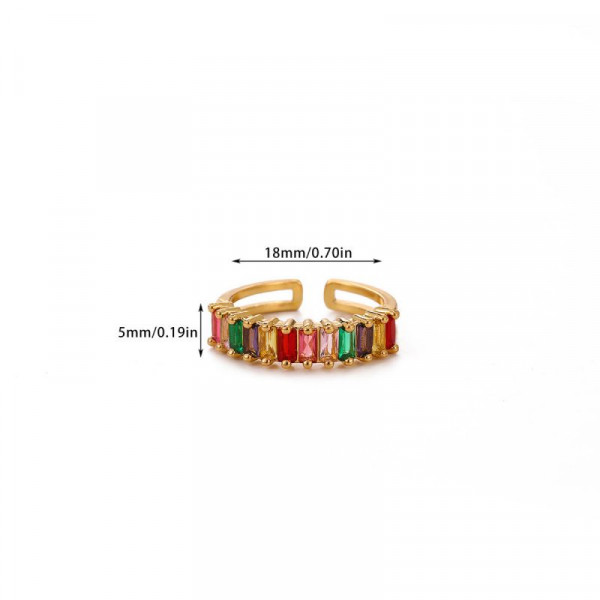 Кольцо дорожка с разноцветными камнями багетной огранки CJR56623