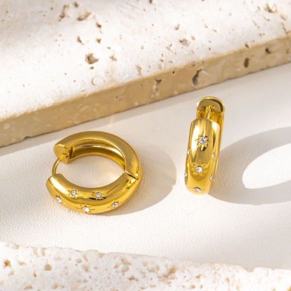 Серьги-кольца с точечной инкрустацией CJL30339