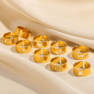 Широкое стальное кольцо с гравировкой знака зодиака CJN82545