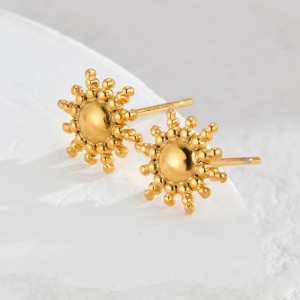 Золотистые серьги-пусеты Солнце CJH86111