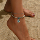 Браслет на ногу с бирюзовой подвеской CJP85028