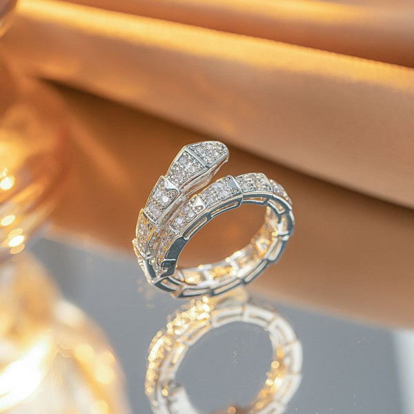 Кольцо медь с напылением платиной и фианитами змея 1J11962CJJ