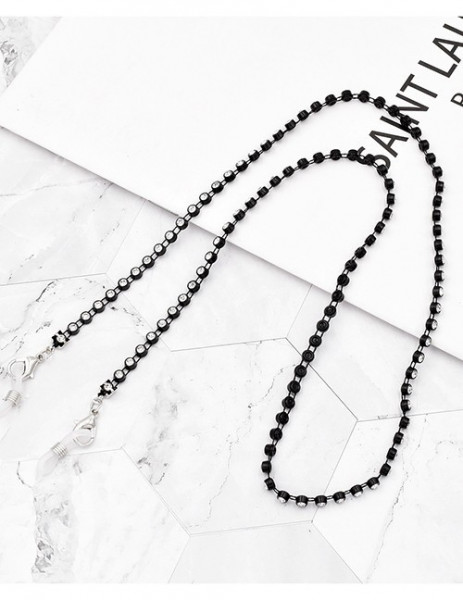 Цепочка для очков черная бусины W13335