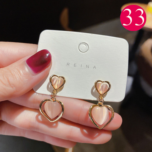 Серьги-подвески в форме двойных сердец L13567