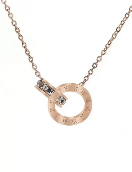 Двойная цепочка с подвеской в виде переплетенных колец с фианитами J10085CJJ