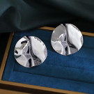 Крупные серьги-диски Мятый металл CJC95362