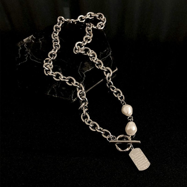 Массивная цепочка с жемчугом и замком тогл CJH67723