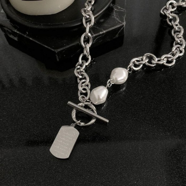 Массивная цепочка с жемчугом и замком тогл CJH67723