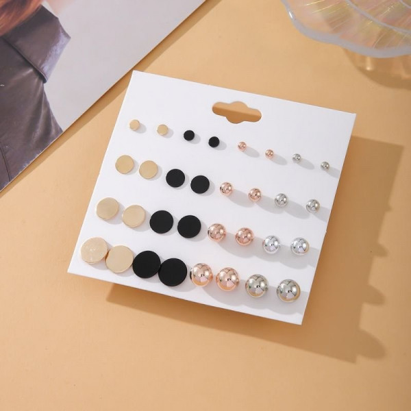 Мега набор серег пусет в стиле минимализм с эмалью и металлом CJD62893