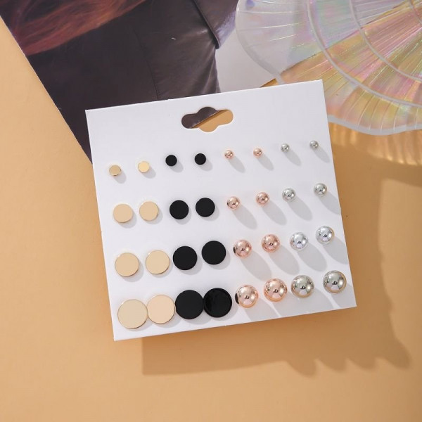 Мега набор серег пусет в стиле минимализм с эмалью и металлом CJD62893