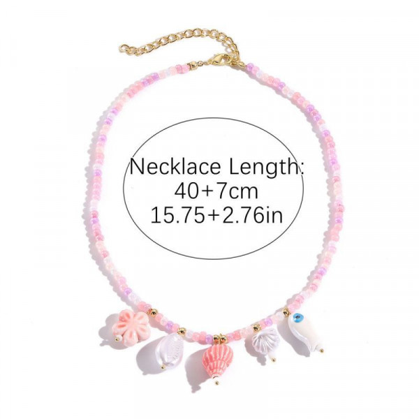 Тонкая цепочка с разноцветными подвесками в форме звезд и сердец CJN31925