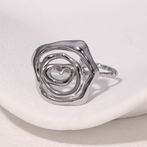 Фантазийное кольцо в форме розы из стальных нитей CJR73712